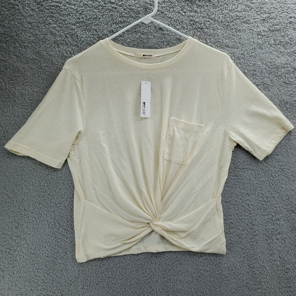 LAmade Revolve Twist Tie Front Pocket T Shirt Womens Size Small NWT